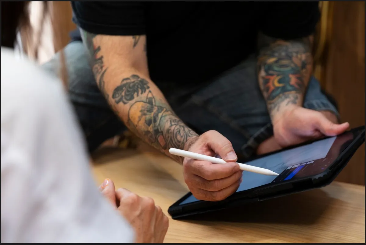 Tattoo consultation and design discussion